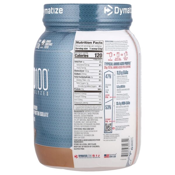 Dymatize - ISO100 Hidrolisado 100% de Isolado de Proteína Whey Brownie Fudge 660 g