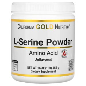 California Gold Nutrition - L-serina em Pó Aminoácido AjiPure Pó Sem Sabor 454 g