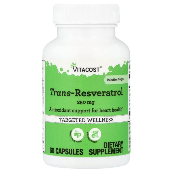 Vitacost - Trans-Resveratrol com CoQ10 60 Cápsulas