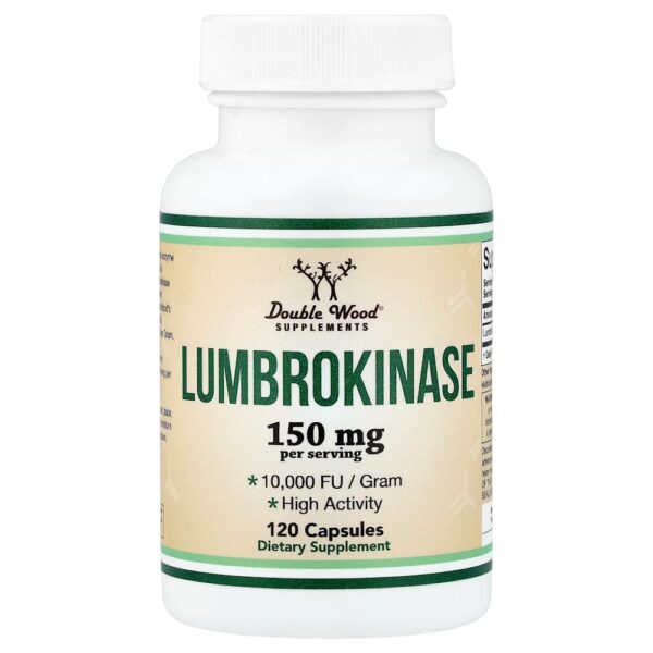 10-85.jpg Double Wood Supplements - Lumbroquinase 120 Cápsulas (75 mg por Cápsula)