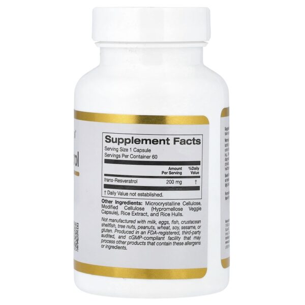 101-2.jpg California Gold Nutrition - Trans-resveratrol 200 mg 60 Cápsulas Vegetais