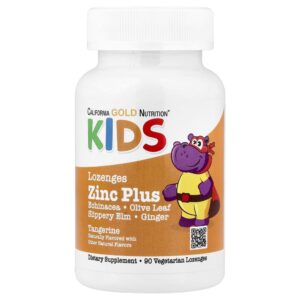 California Gold Nutrition - Pastilhas de Zinco Plus para Crianças Tangerina Natural 90 Pastilhas Vegetarianas