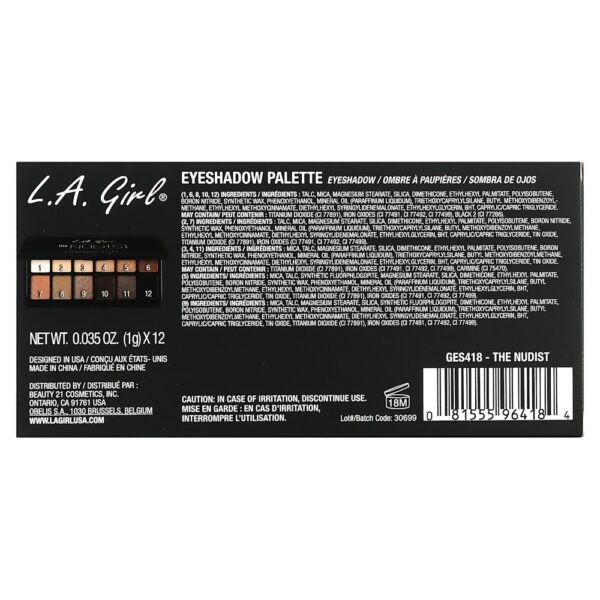L.A. Girl - Paleta de Sombras GES418 The Nudist 12 g