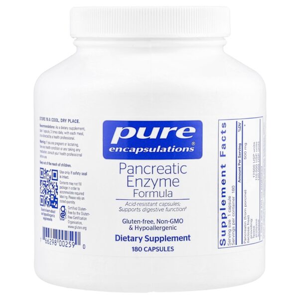 Pure Encapsulations - Fórmula de Enzimas Pancreáticas 180 Cápsulas (500 mg por Cápsula)