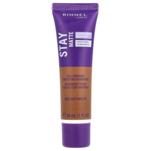 Rimmel London - Stay Matte Base Matificante para Cobertura Total 506 Deep Noisette 30 ml