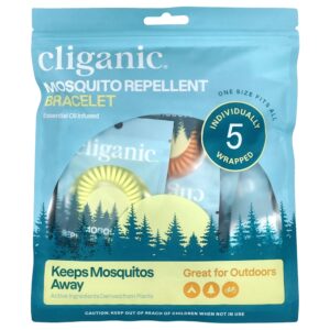 11-92.jpg Cliganic - Pulseira com Repelente de Mosquitos Tamanho Único 5 Pulseiras Embaladas Individualmente