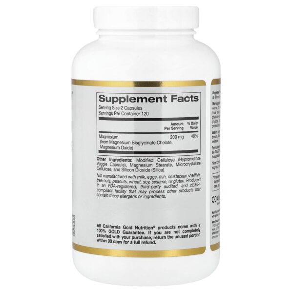 California Gold Nutrition - Bisglicinato de Magnésio Quelato Albion TRAACS 240 Cápsulas Vegetais (100 mg por Cápsulas)