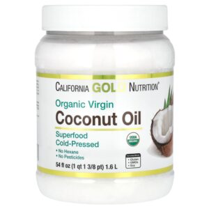 112-1.jpg California Gold Nutrition - Superfoods Óleo de Coco Virgem Orgânico Prensado a Frio 726 g