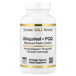 California Gold Nutrition - Ubiquinol de Formato Reduzido CoQ10 + PQQ 120 Cápsulas Vegetais