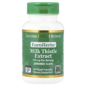 California Gold Nutrition - EuroHerbs Extrato de Cardo-Mariano Qualidade Euromed 175 mg 60 Cápsulas Vegetais