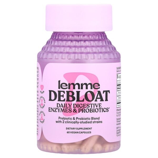 Lemme - Debloat Enzimas Digestivas Diárias e Probióticos 60 Cápsulas Veganas