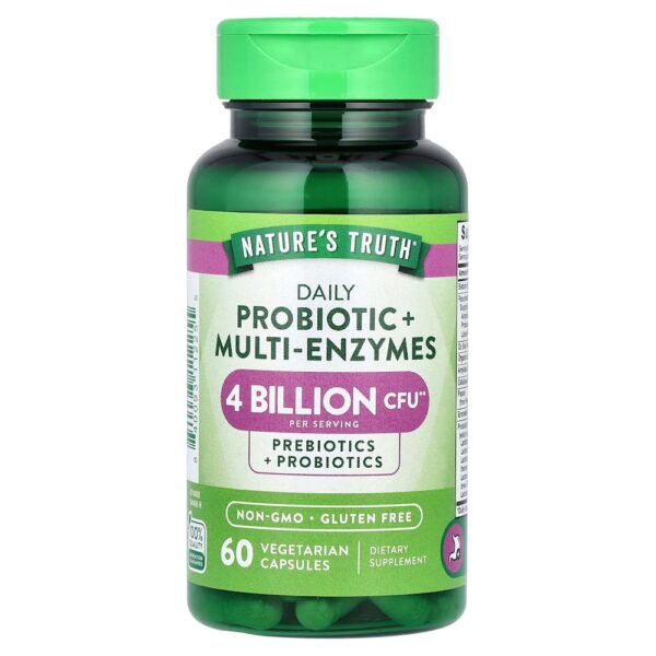 Nature's Truth - Probiótico + Multienzimas Diários 60 Cápsulas Vegetarianas