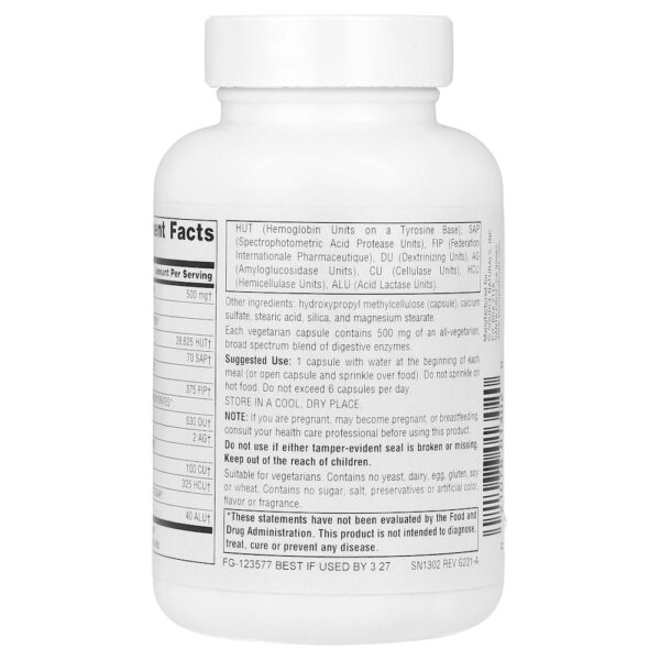 Source Naturals - Daily Essential Enzymes 500 mg 120 Cápsulas Vegetarianas