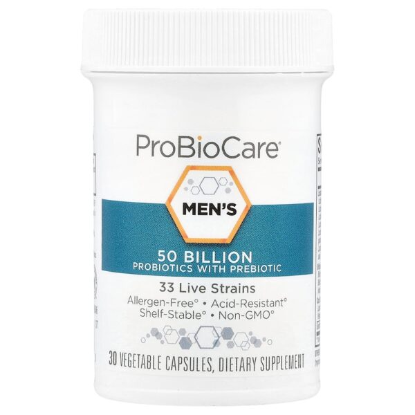 ProBioCare - Probióticos para Homens com Prebiótico 50 Bilhões 30 Cápsulas Vegetais