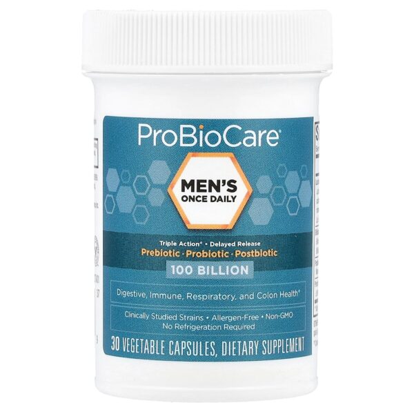 ProBioCare - Men's Once Daily Prebiótico Probiótico Pós-biótico 100 Bilhões 30 Cápsulas Vegetais