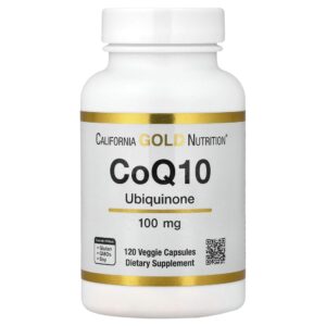 California Gold Nutrition - CoQ10 Ubiquinona Classe USP 100 mg 120 Cápsulas Vegetais