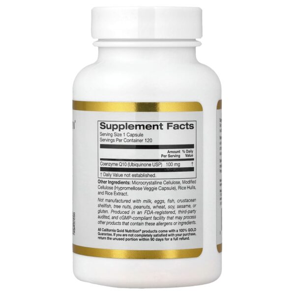 California Gold Nutrition - CoQ10 Ubiquinona Classe USP 100 mg 120 Cápsulas Vegetais