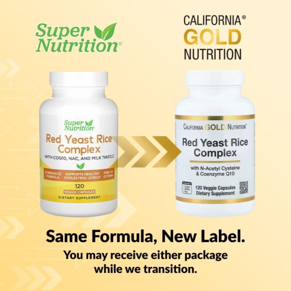 California Gold Nutrition - Complexo de Arroz com Levedura Vermelha e Arroz com levedura de Arroz Vermelho Orgânico Acetilcisteína Coenzima Q10 e Extrato de Cardo-mariano 120 Cápsulas Vegetais