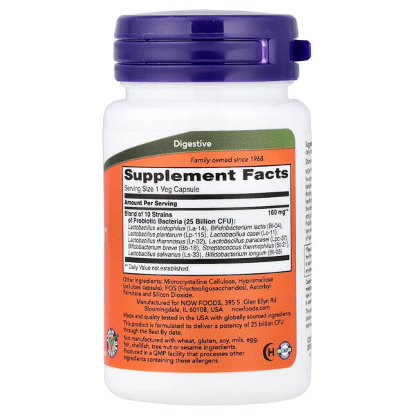 NOW Foods - Probiotic-10 25 Bilhões de UFCs 30 Cápsulas Vegetais