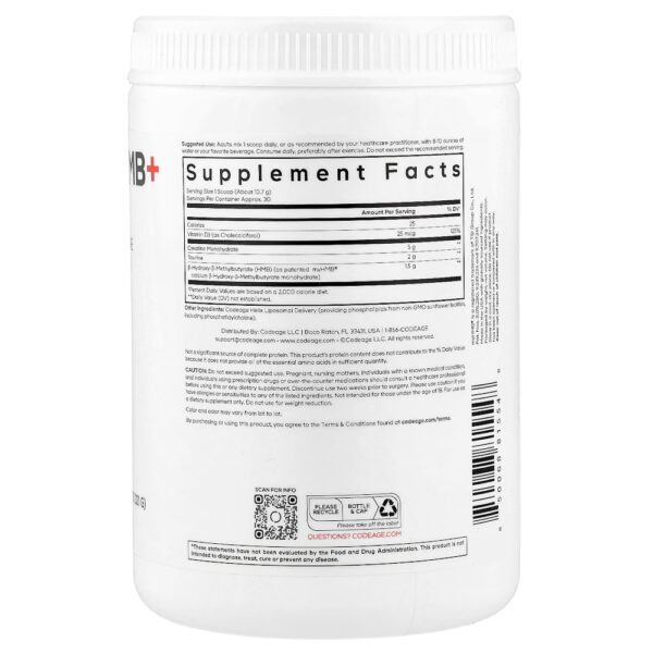 Codeage - Sport Creatina HMB+ Sem Sabor 321 g