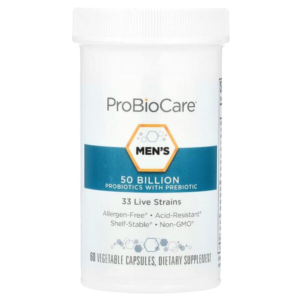 ProBioCare - Probióticos para Homens com Prebiótico 50 Bilhões 60 Cápsulas Vegetais