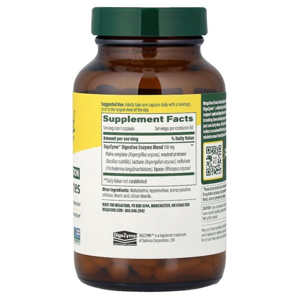 MegaFood - Enzimas Digestivas de Dupla Ação 60 Cápsulas