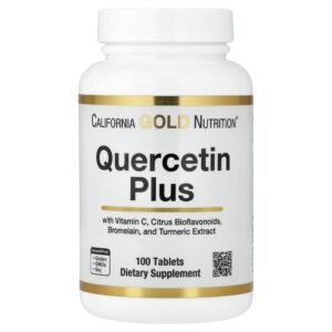 California Gold Nutrition - Quercetin Plus com Quercetina Vitamina C Bioflavonoides Cítricos Bromelina Cúrcuma e Vitamina C 100 Comprimidos