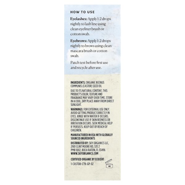 Sky Organics - Óleo de Rícino Orgânico Sérum para Cílios 30 ml