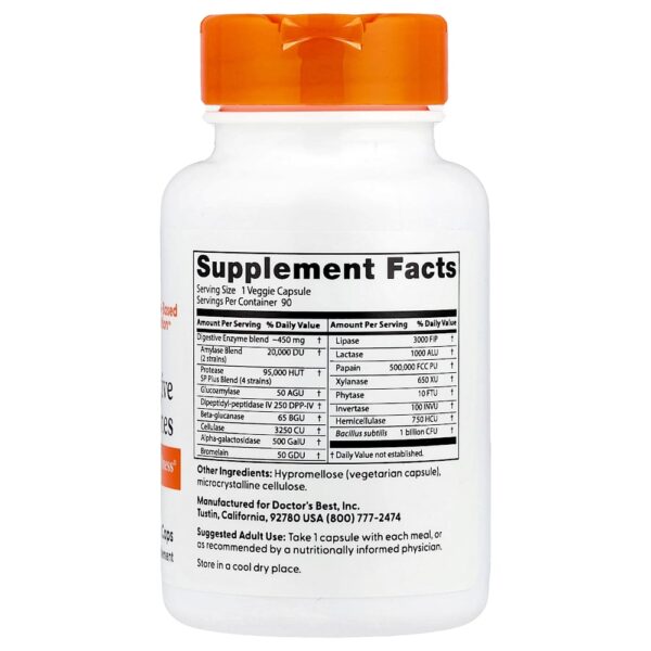 Doctor's Best - Enzimas Digestivas 90 Cápsulas Vegetais