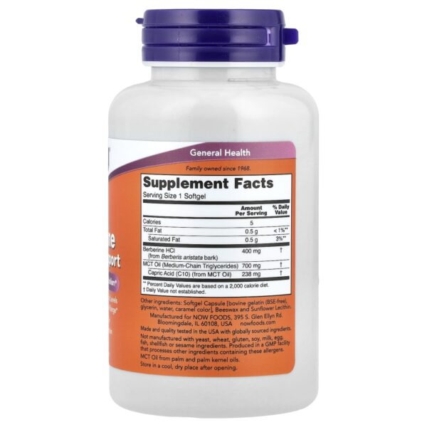 NOW Foods - Suporte de Glicose Berberina 60 Cápsulas Softgel