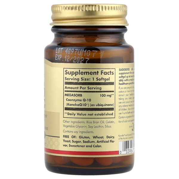 Solgar - Megasorb CoQ-10 100 mg 30 Cápsulas Softgel