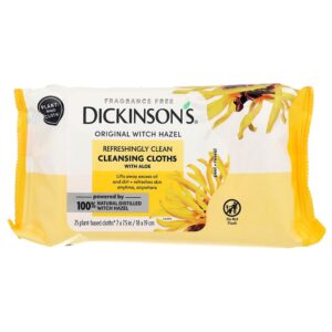 Dickinson Brands - Hamamélis Original Lenços de Limpeza Refrescantes com Aloe Sem Perfume 25 Lenços