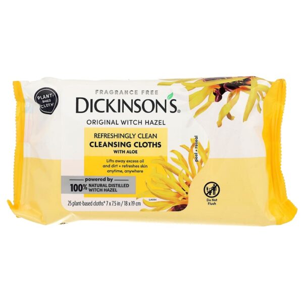Dickinson Brands - Hamamélis Original Lenços de Limpeza Refrescantes com Aloe Sem Perfume 25 Lenços
