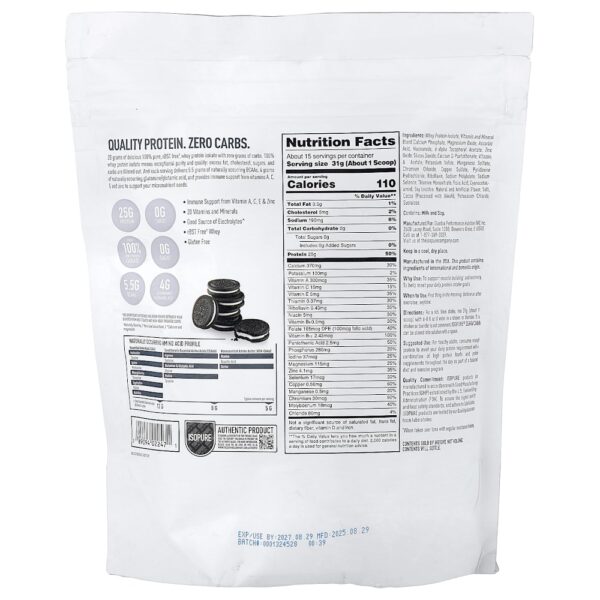 Isopure - Proteína em Pó Sem Carboidratos Cookies e Creme 465 g