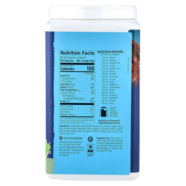 14-78.jpg Sunwarrior - Proteína Orgânica à Base de Plantas Sem Sabor 854,8 g