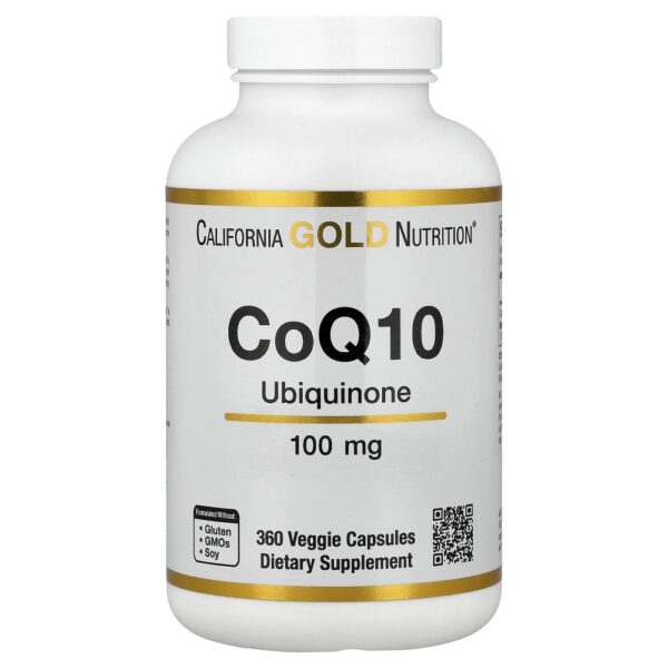 California Gold Nutrition - CoQ10 Ubiquinona de Classe USP 100 mg 360 Cápsulas Vegetais