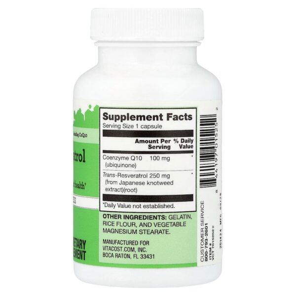 Vitacost - Trans-Resveratrol com CoQ10 60 Cápsulas