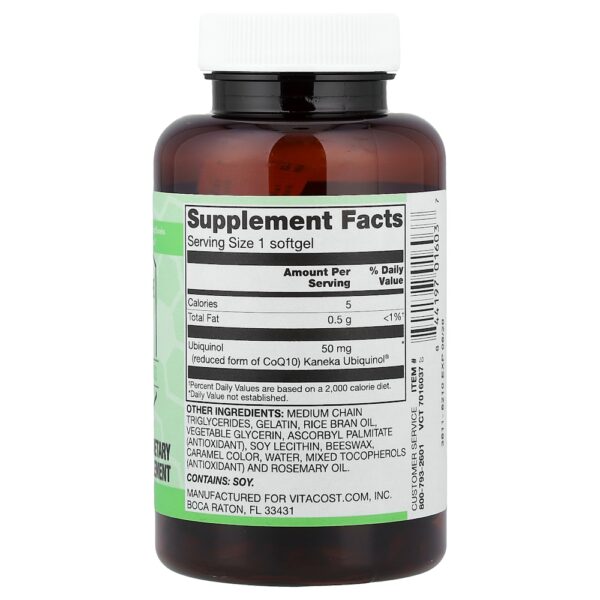 Vitacost - Synergy Ubiquinol CoQH Featuring Kaneka Ubiquinol 50 mg 90 Softgels