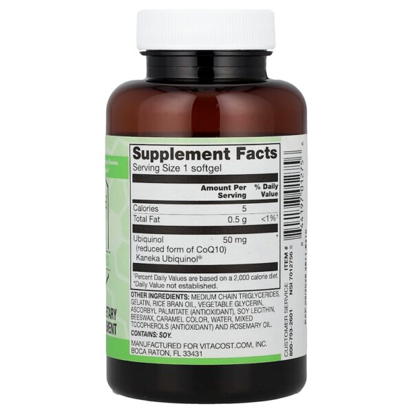 Vitacost - Synergy Ubiquinol CoQH 50 mg 120 Softgels
