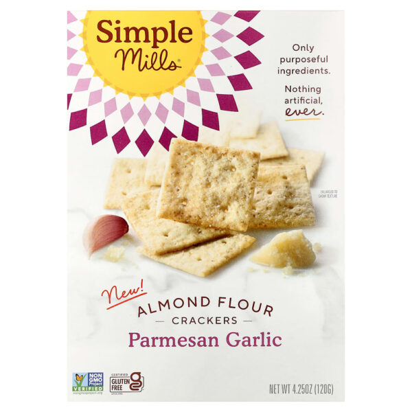 16-10.jpg Simple Mills - Biscoitos de Farinha de Amêndoa Parmesão e Alho 120 g