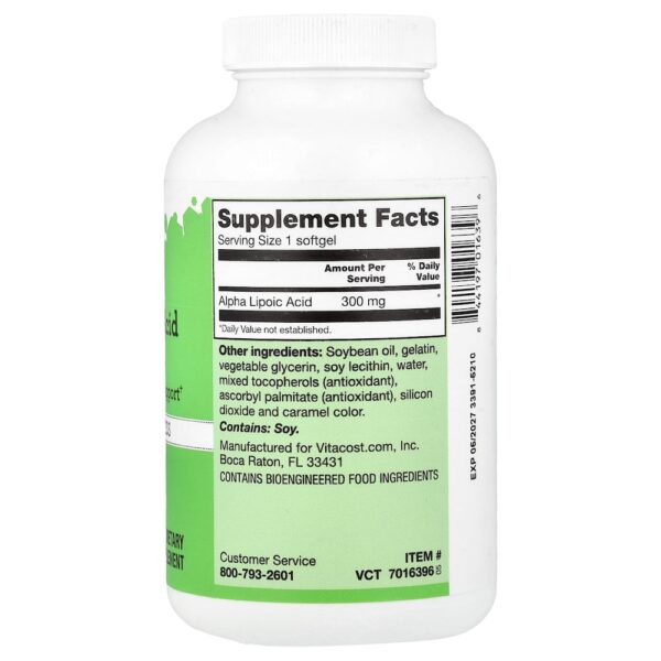 Vitacost - Alpha Lipoic Acid 300 mg 120 Softgels