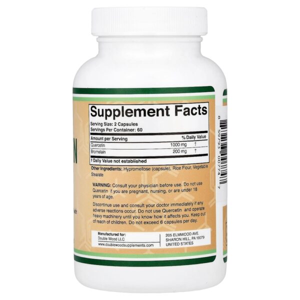 Double Wood Supplements - Quercetina com Bromelaína 120 Cápsulas