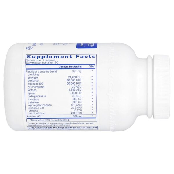Pure Encapsulations - Ultra Enzimas Digestivas com Cloridrato de Betaína 180 Cápsulas