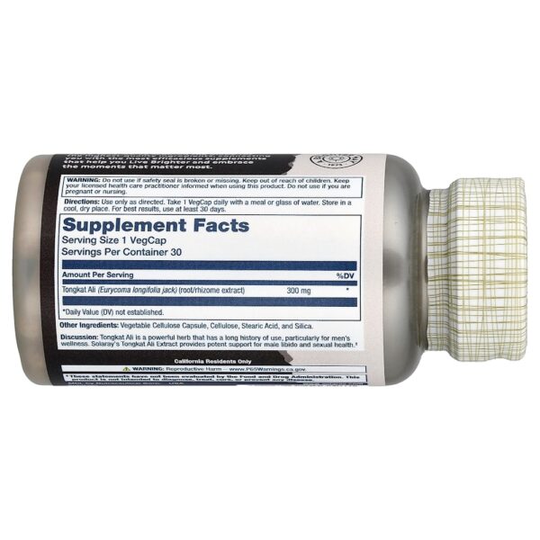 Solaray - Extrato de Tongkat Ali para Homens 300 mg 30 Cápsulas VegCaps
