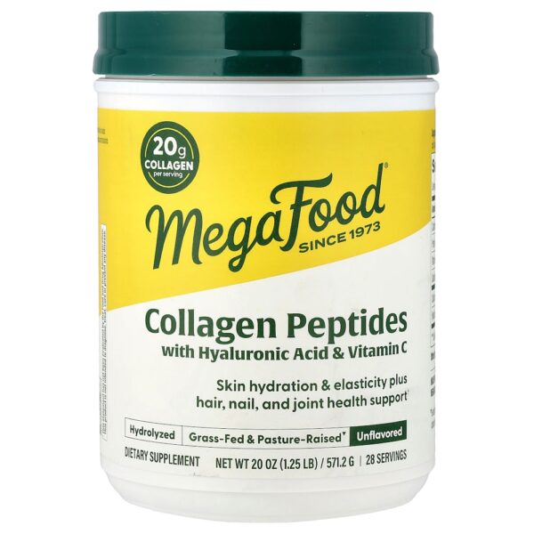 MegaFood - Peptídeos de Colágeno com Ácido Hialurônico e Vitamina C Sem Sabor 571,2 g