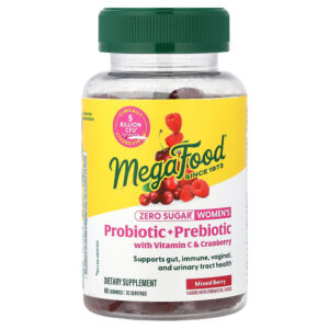 16-35.jpg MegaFood - Probiótico + Prebiótico para Mulheres com Vitamina C e Gomas de Cranberry Frutos Silvestres Mistos 60 Gomas