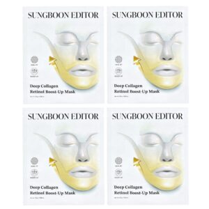 Sungboon Editor - Máscara de Beleza Boost-Up de Retinol para Colágeno Profundo, 4 Folhas, 25 g Cada