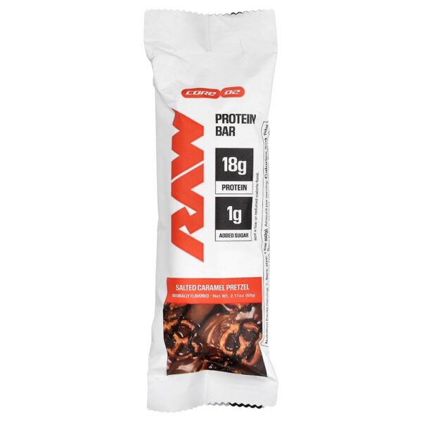 Raw Nutrition - Barra de Proteína Pretzel de Caramelo Salgado 12 Barras 60 g Cada
