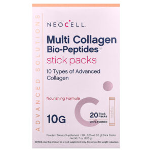 NeoCell - Advanced Solutions Multicolágeno Bio-Peptides em Pó Sem Sabor 20 Embalagens Stick-pack 10 g Cada