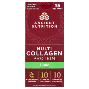 Ancient Nutrition - Proteína Multicolágeno Limão 15 Pacotes de Gel 30 ml Cada